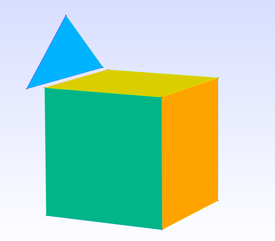 a cube with a triangle on top of it